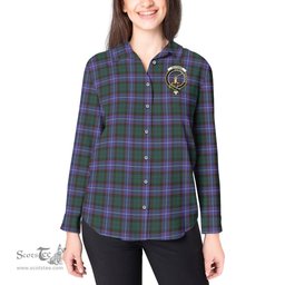 ScotsTee Shop Scottish Guthrie Modern Clan Crest Tartan Womens Long Sleeve Shirt