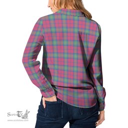 ScotsTee Shop Scottish Lindsay Ancient Clan Crest Tartan Womens Long Sleeve Shirt