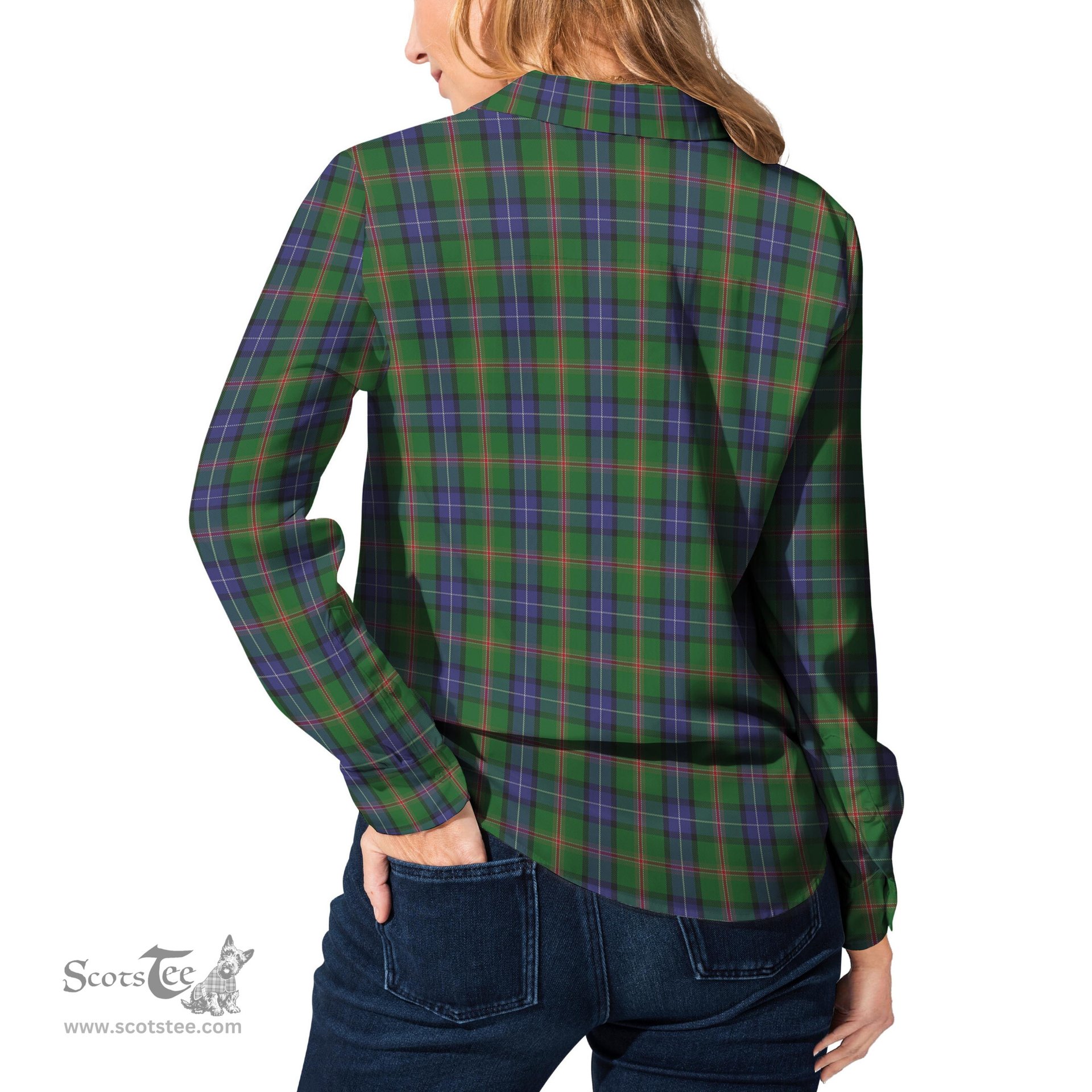 ScotsTee Shop Scottish Jones Clan Tartan Womens Long Sleeve Shirt