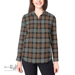 ScotsTee Shop Scottish Gunn Weathered Clan Tartan Womens Long Sleeve Shirt