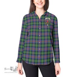 ScotsTee Shop Scottish Logan Ancient Clan Crest Tartan Womens Long Sleeve Shirt