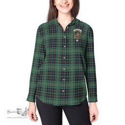 ScotsTee Shop Scottish MacAulay Hunting Ancient Clan Crest Tartan Womens Long Sleeve Shirt