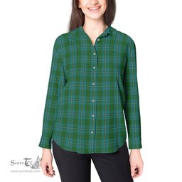 ScotsTee Shop Scottish Irvine of Bonshaw Clan Tartan Womens Long Sleeve Shirt