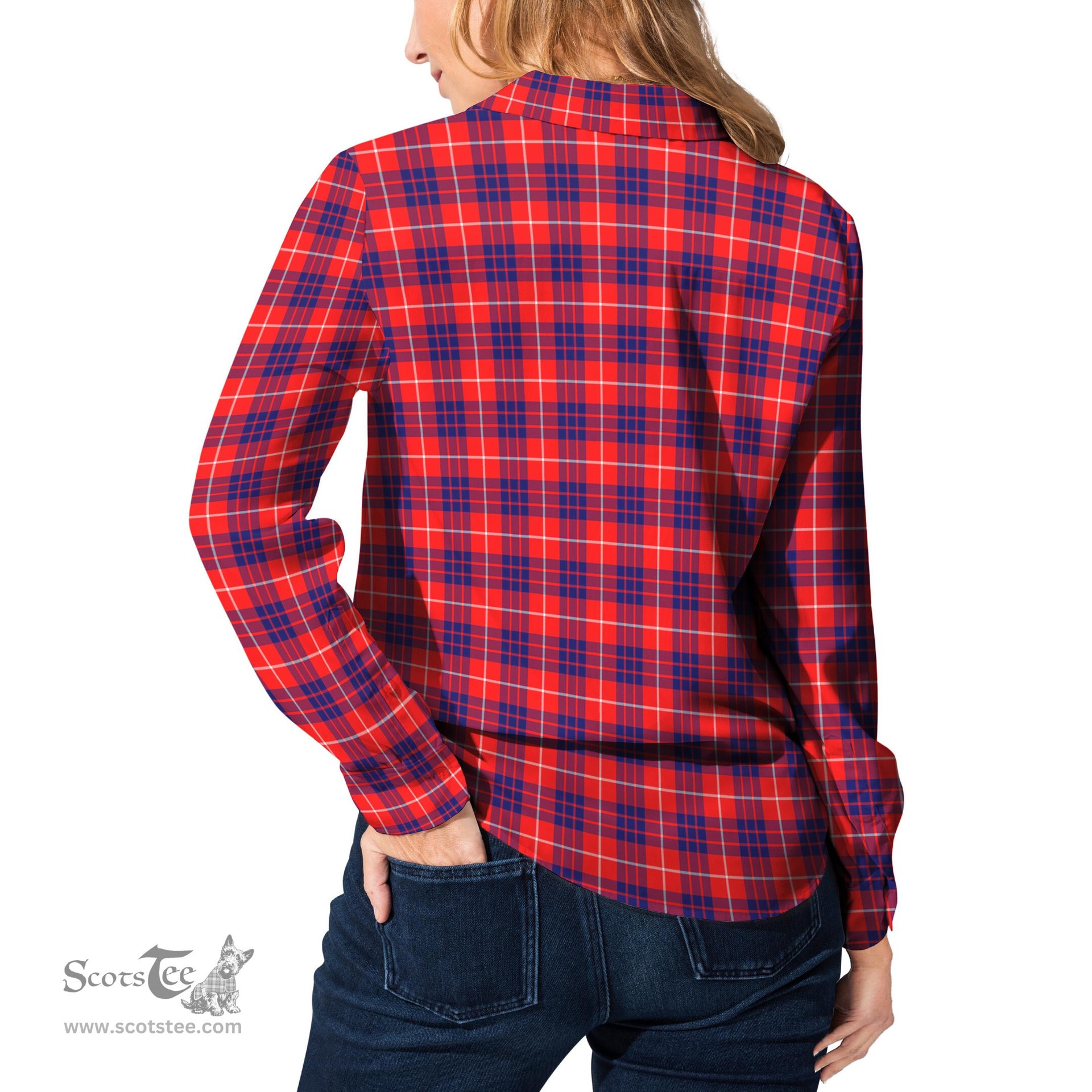 ScotsTee Shop Scottish Hamilton Modern Clan Tartan Womens Long Sleeve Shirt