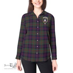 ScotsTee Shop Scottish MacDonald of Clan Ranald Clan Crest Tartan Womens Long Sleeve Shirt