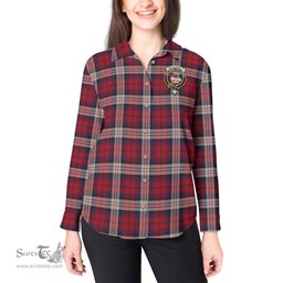 ScotsTee Shop Scottish MacDonald Dress Irish Clan Crest Tartan Womens Long Sleeve Shirt