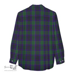 ScotsTee Shop Scottish Lumsden Green Clan Crest Tartan Womens Long Sleeve Shirt