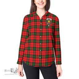ScotsTee Shop Scottish Kerr Modern Clan Crest Tartan Womens Long Sleeve Shirt