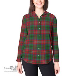 ScotsTee Shop Scottish MacCulloch Clan Tartan Womens Long Sleeve Shirt