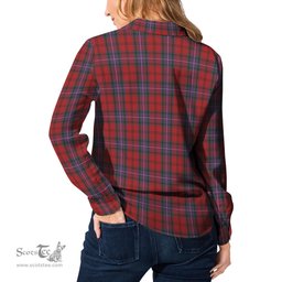 ScotsTee Shop Scottish Kelly of Sleat Red Clan Tartan Womens Long Sleeve Shirt