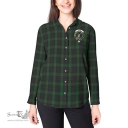 ScotsTee Shop Scottish Gunn Logan Clan Crest Tartan Womens Long Sleeve Shirt