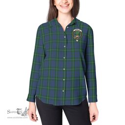 ScotsTee Shop Scottish Hamilton Hunting Clan Crest Tartan Womens Long Sleeve Shirt