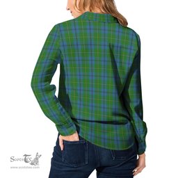 ScotsTee Shop Scottish Johnstone-Johnston Clan Crest Tartan Womens Long Sleeve Shirt