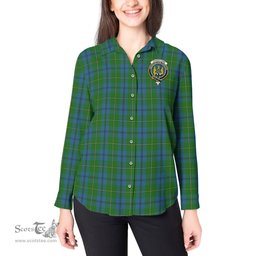 ScotsTee Shop Scottish Johnstone-Johnston Clan Crest Tartan Womens Long Sleeve Shirt
