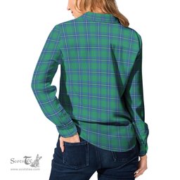 ScotsTee Shop Scottish Irvine Ancient Clan Crest Tartan Womens Long Sleeve Shirt