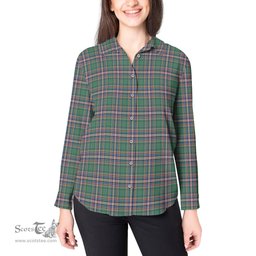 ScotsTee Shop Scottish MacFarlane Hunting Ancient Clan Tartan Womens Long Sleeve Shirt