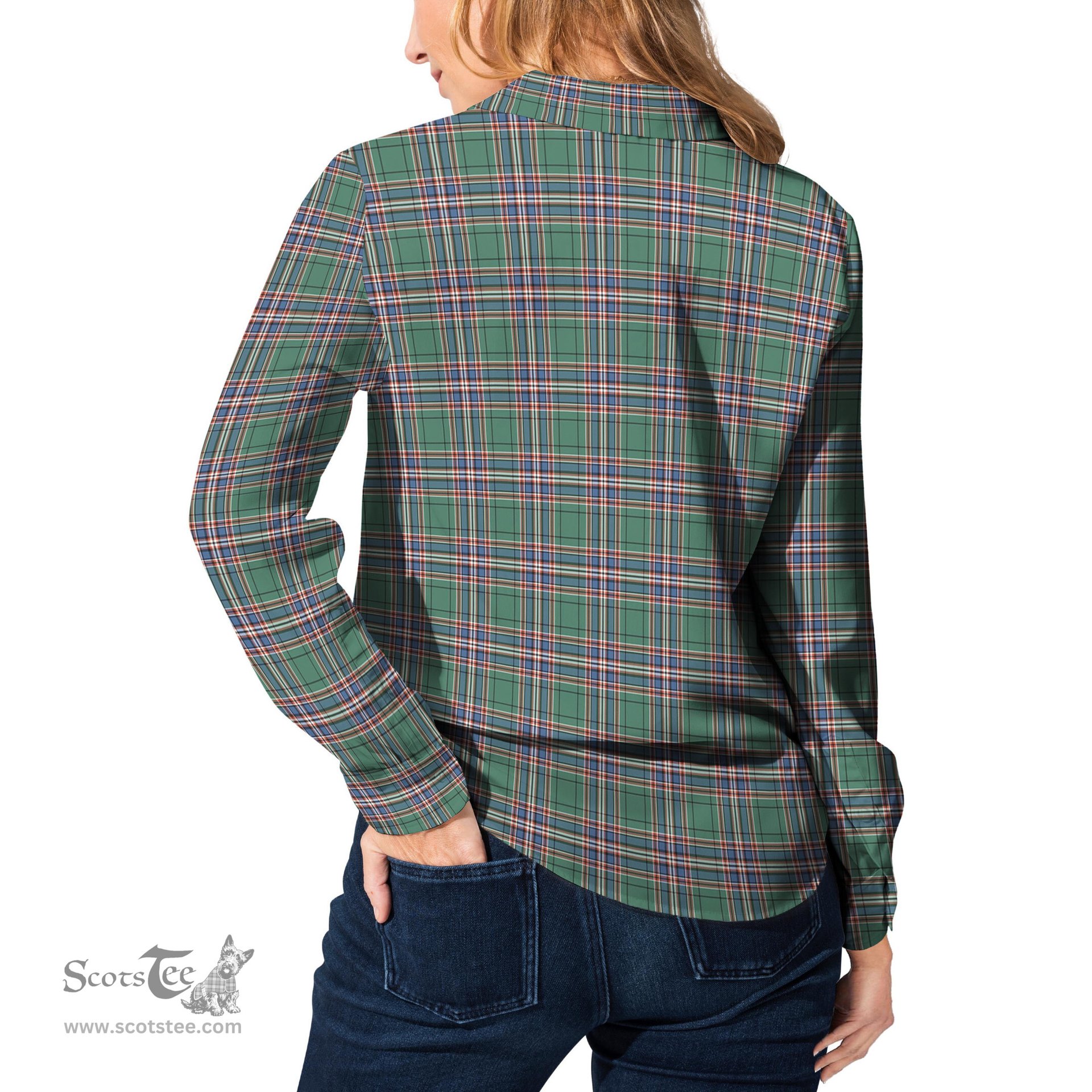 ScotsTee Shop Scottish MacFarlane Hunting Ancient Clan Tartan Womens Long Sleeve Shirt