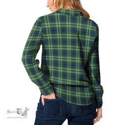 ScotsTee Shop Scottish Haliburton Clan Crest Tartan Womens Long Sleeve Shirt