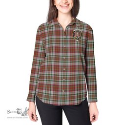 ScotsTee Shop Scottish MacAlister Dress Clan Crest Tartan Womens Long Sleeve Shirt