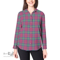 ScotsTee Shop Scottish Lindsay Ancient Clan Tartan Womens Long Sleeve Shirt