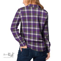 ScotsTee Shop Scottish MacDonald Dress Modern Clan Crest Tartan Womens Long Sleeve Shirt