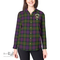 ScotsTee Shop Scottish MacDonald Clan Crest Tartan Womens Long Sleeve Shirt