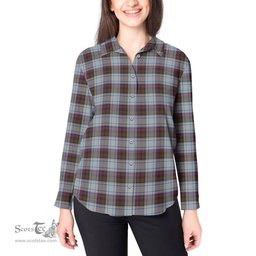 ScotsTee Shop Scottish MacDonald Dress Ancient Clan Tartan Womens Long Sleeve Shirt