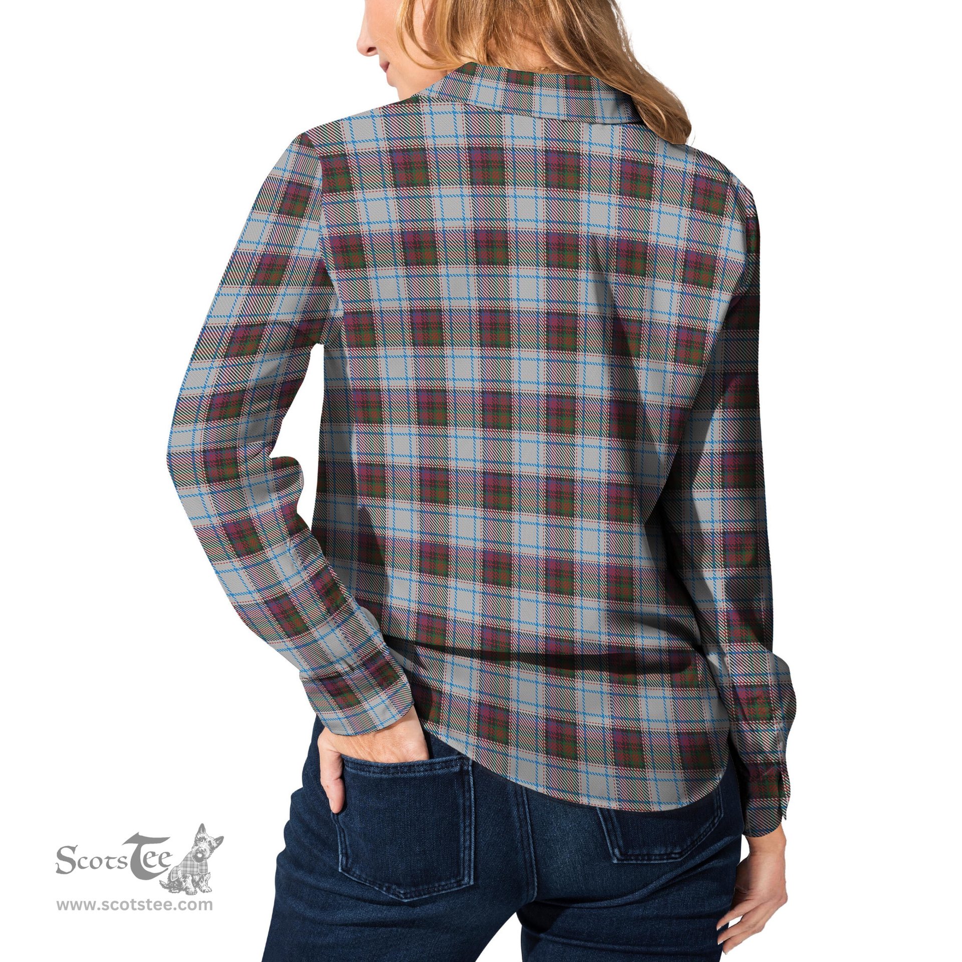 ScotsTee Shop Scottish MacDonald Dress Ancient Clan Tartan Womens Long Sleeve Shirt