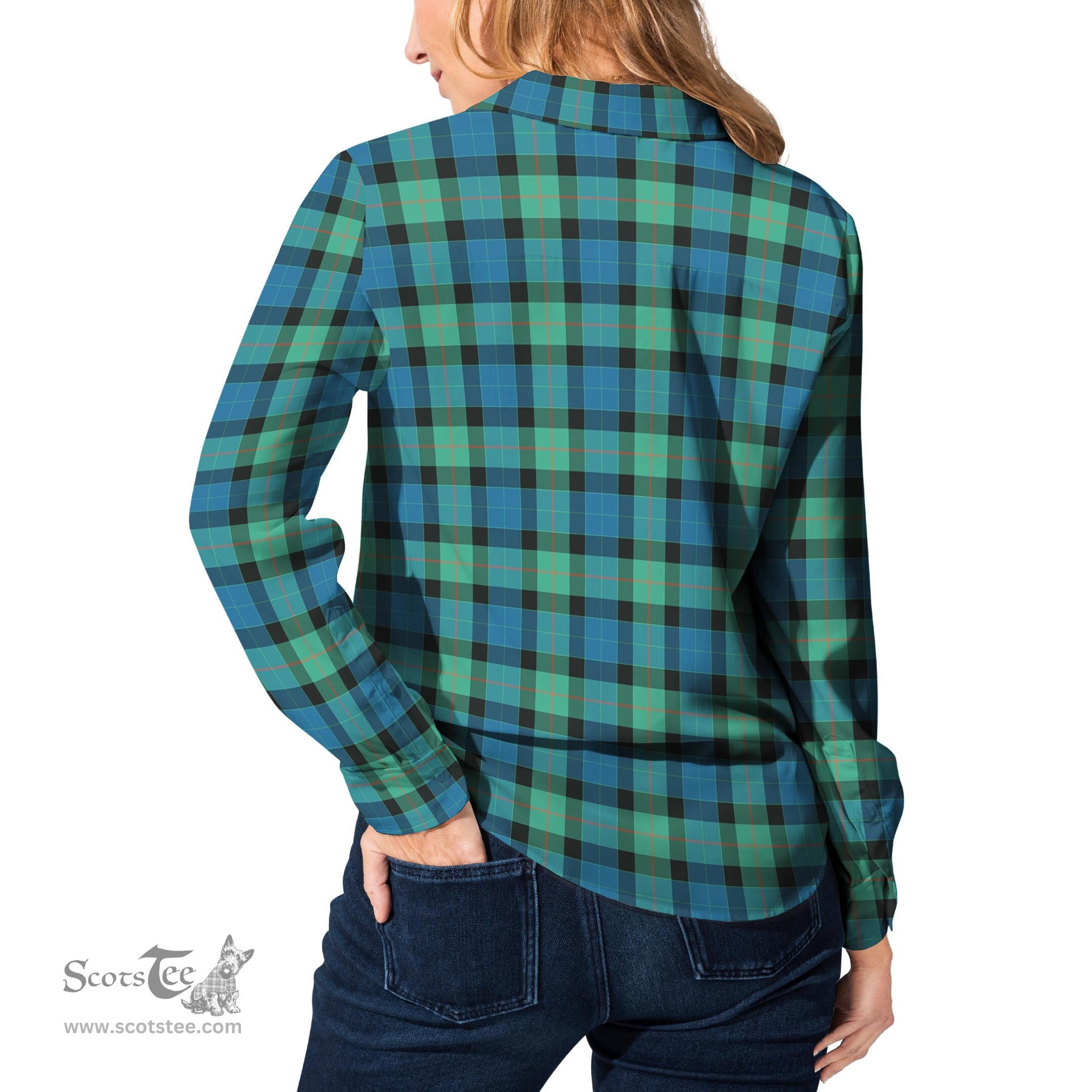 ScotsTee Shop Scottish Gunn Ancient Clan Tartan Womens Long Sleeve Shirt