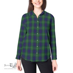 ScotsTee Shop Scottish Hamilton Green Hunting Clan Tartan Womens Long Sleeve Shirt