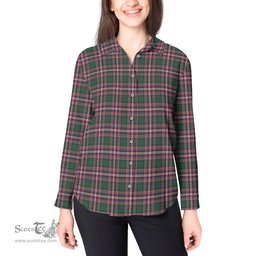 ScotsTee Shop Scottish MacFarlane Hunting Modern Clan Tartan Womens Long Sleeve Shirt