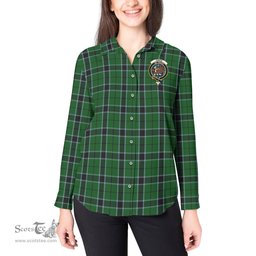 ScotsTee Shop Scottish Innes Hunting Clan Crest Tartan Womens Long Sleeve Shirt