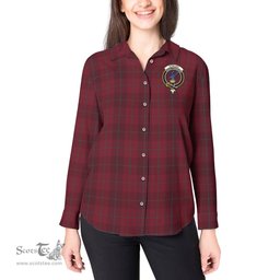 ScotsTee Shop Scottish Stirling of Keir Clan Crest Tartan Womens Long Sleeve Shirt