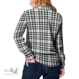 ScotsTee Shop Scottish Scott Black White Clan Crest Tartan Womens Long Sleeve Shirt