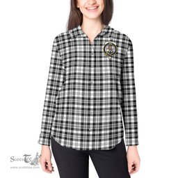 ScotsTee Shop Scottish Scott Black White Clan Crest Tartan Womens Long Sleeve Shirt