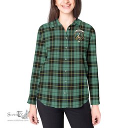 ScotsTee Shop Scottish Wallace Hunting Ancient Clan Crest Tartan Womens Long Sleeve Shirt