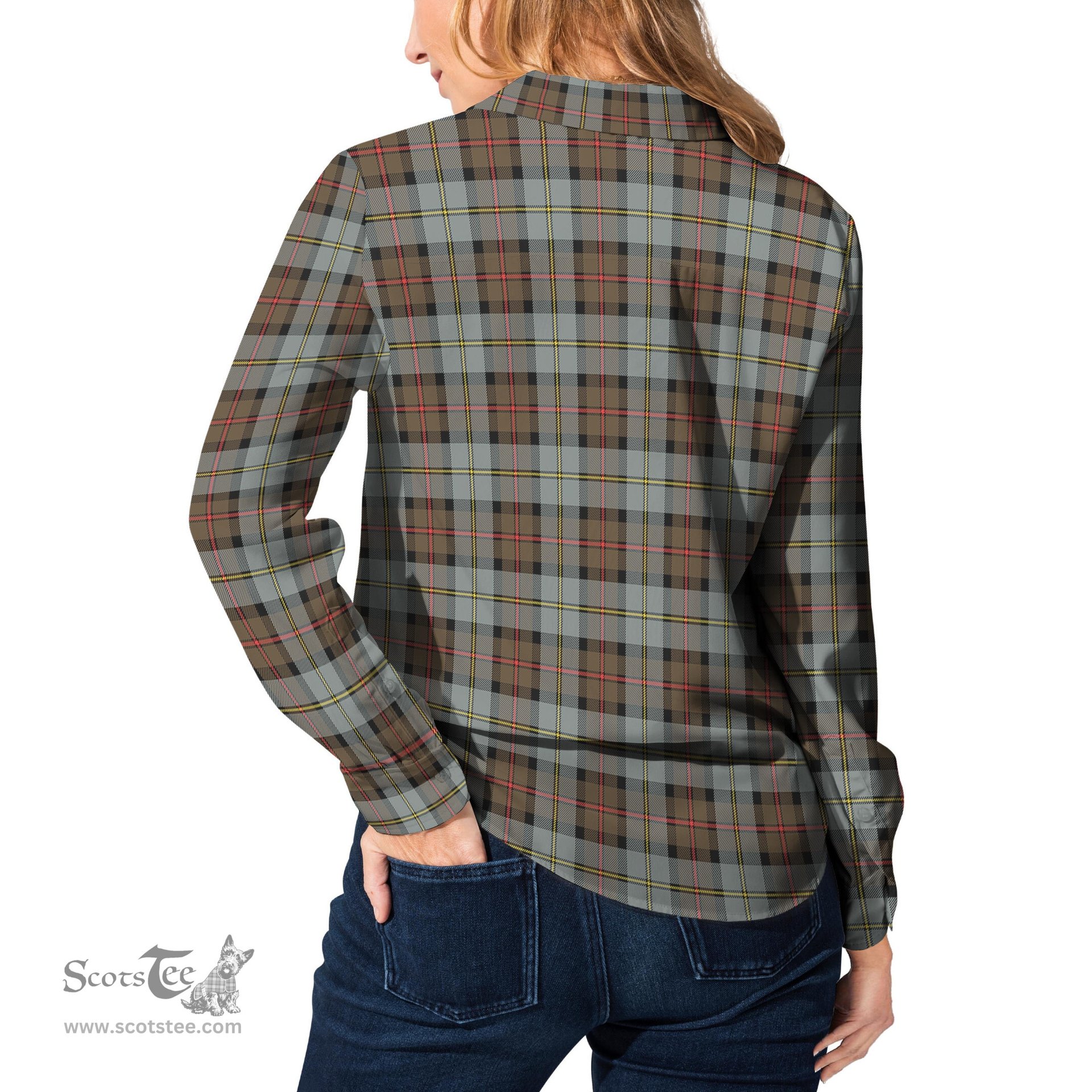 ScotsTee Shop Scottish MacLeod of Harris Weathered Clan Tartan Womens Long Sleeve Shirt
