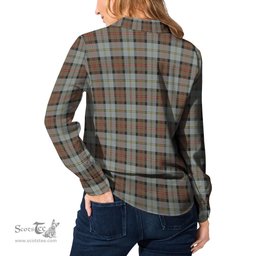 ScotsTee Shop Scottish MacLeod of Harris Weathered Clan Tartan Womens Long Sleeve Shirt
