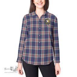 ScotsTee Shop Scottish Stewart of Appin Hunting Dress Clan Crest Tartan Womens Long Sleeve Shirt
