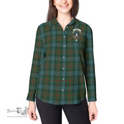 ScotsTee Shop Scottish Ross Hunting Clan Crest Tartan Womens Long Sleeve Shirt