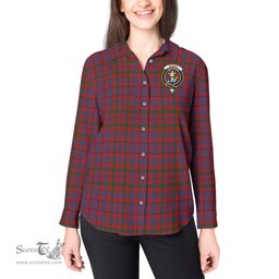 ScotsTee Shop Scottish Murray of Tullibardine Clan Crest Tartan Womens Long Sleeve Shirt