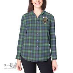 ScotsTee Shop Scottish MacKenzie Ancient Clan Crest Tartan Womens Long Sleeve Shirt
