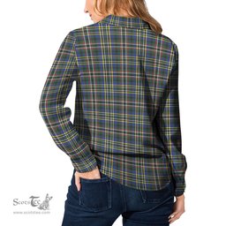 ScotsTee Shop Scottish Scott Green Modern Clan Crest Tartan Womens Long Sleeve Shirt