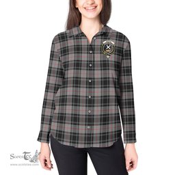 ScotsTee Shop Scottish Moffat Modern Clan Crest Tartan Womens Long Sleeve Shirt