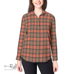 ScotsTee Shop Scottish Stewart Royal Ancient Clan Tartan Womens Long Sleeve Shirt