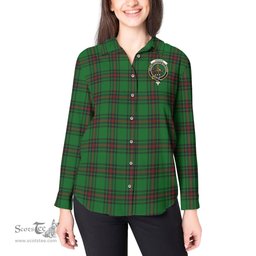 ScotsTee Shop Scottish Orrock Clan Crest Tartan Womens Long Sleeve Shirt