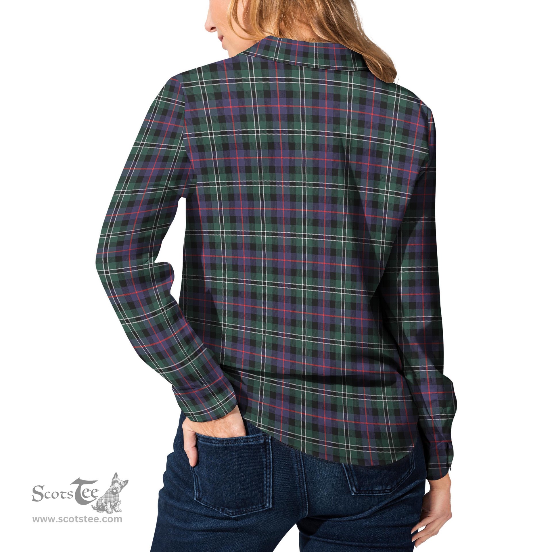 ScotsTee Shop Scottish Rose Hunting Modern Clan Tartan Womens Long Sleeve Shirt