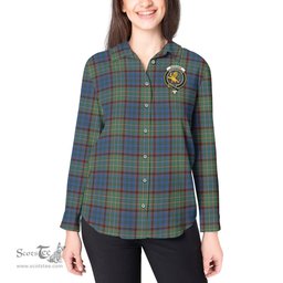 ScotsTee Shop Scottish Nicolson Hunting Ancient Clan Crest Tartan Womens Long Sleeve Shirt