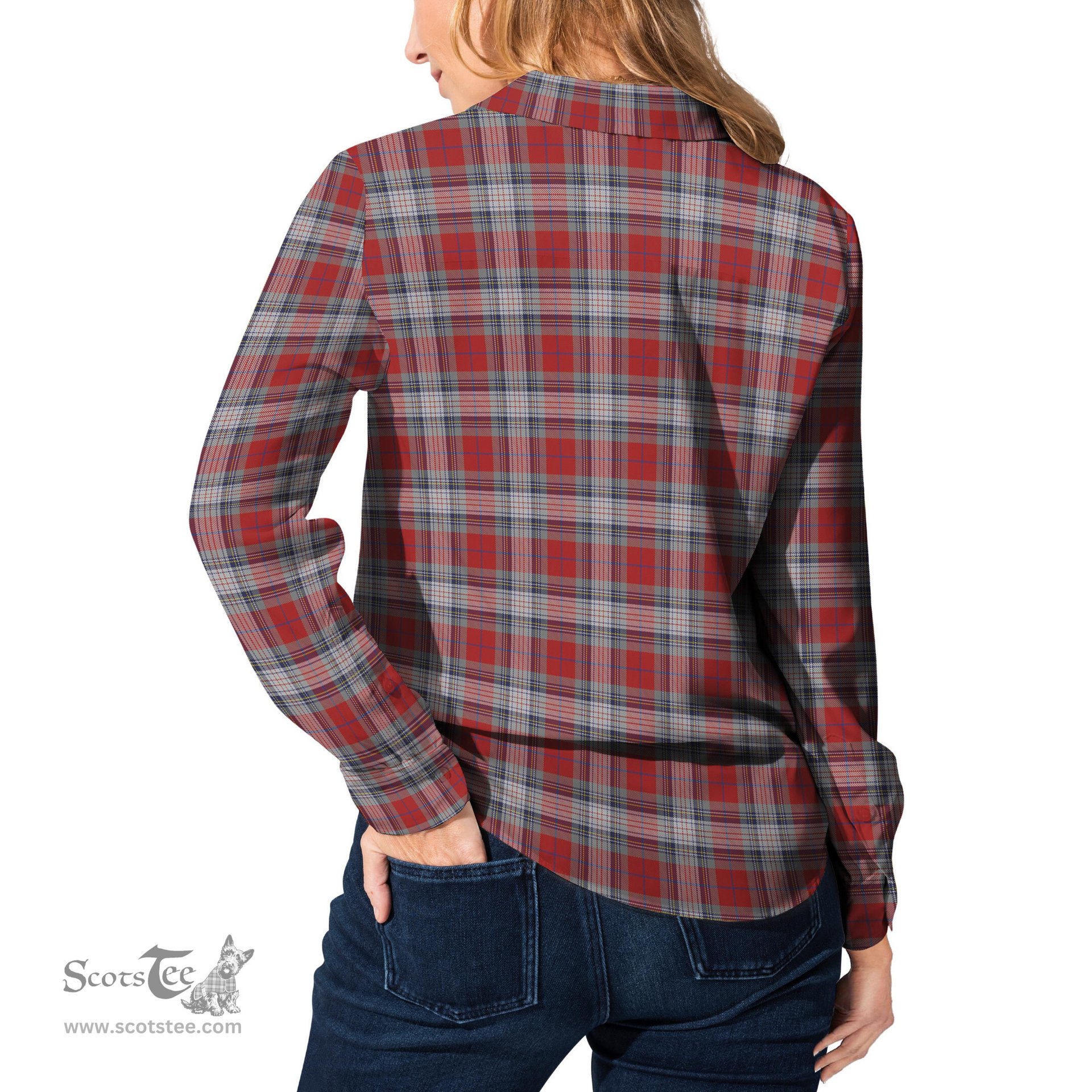 ScotsTee Shop Scottish Warden Clan Tartan Womens Long Sleeve Shirt