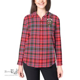ScotsTee Shop Scottish Straiton Clan Crest Tartan Womens Long Sleeve Shirt